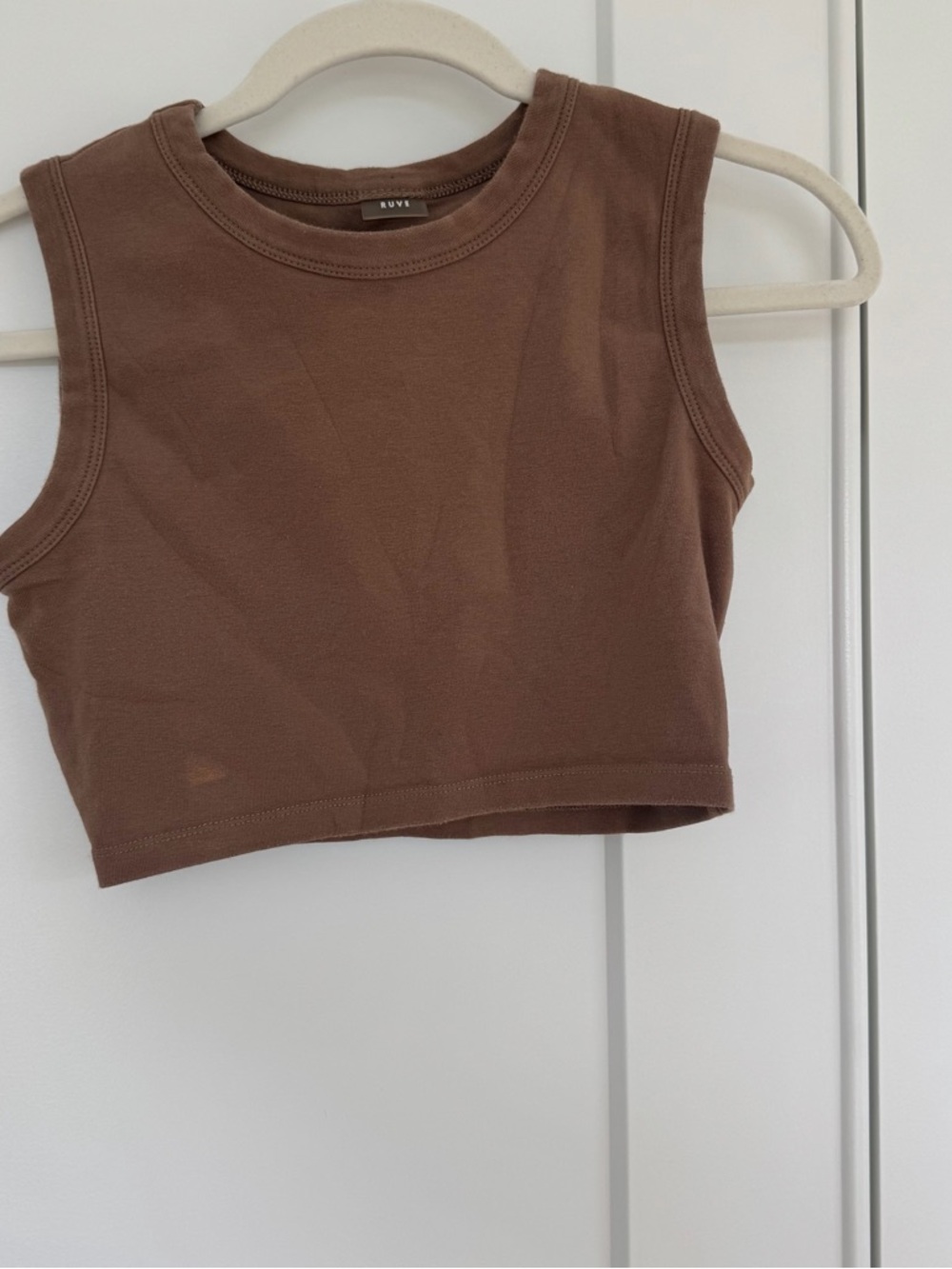 RUVI Brown Sleeveless Crop Tank Top